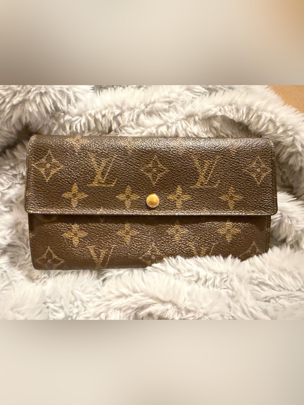 Louis Vuitton Monogram Canvas Wallet in Brown with Gold Hardware